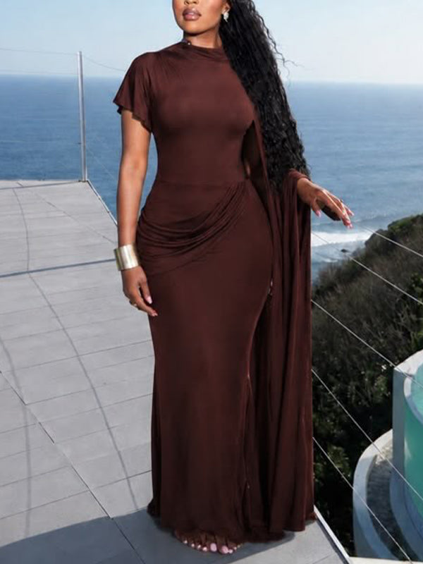 Solid Draped Maxi Dress