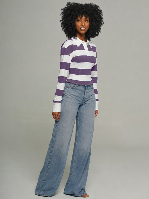 Stripe Fitted Polo Top