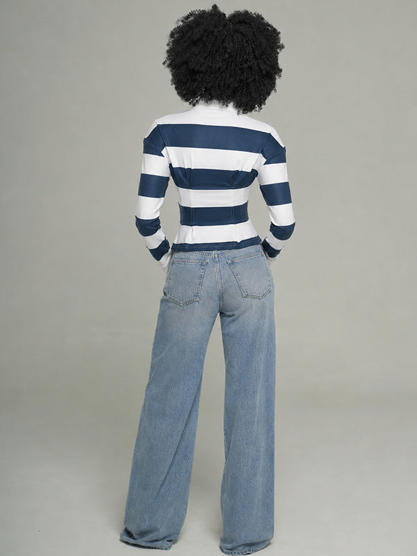 Stripe Fitted Polo Top