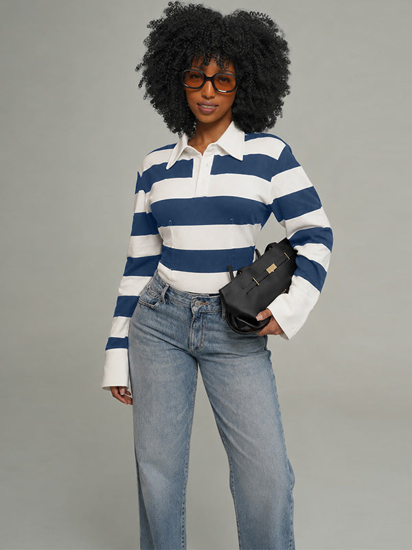 Stripe Fitted Polo Top