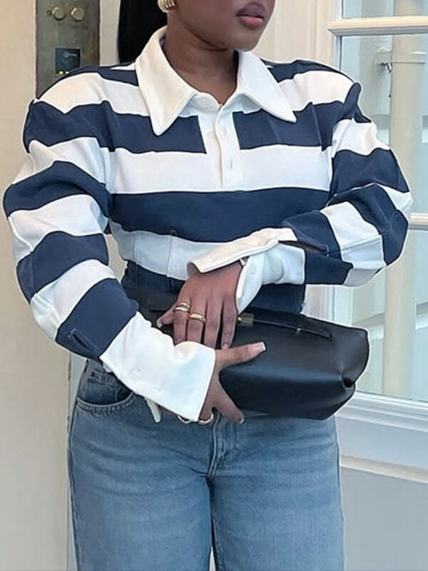 Stripe Fitted Polo Top