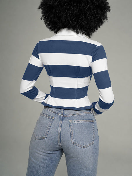 Stripe Fitted Polo Top