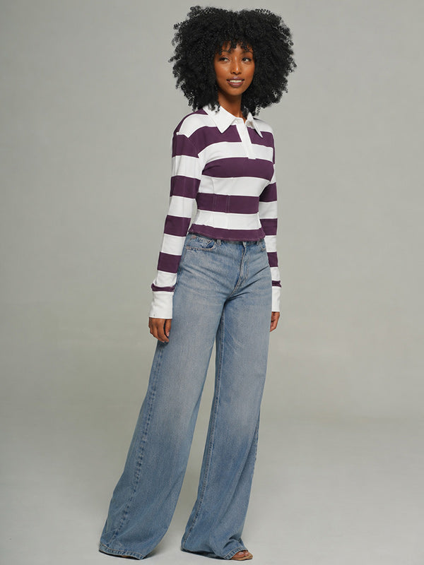 Stripe Fitted Polo Top