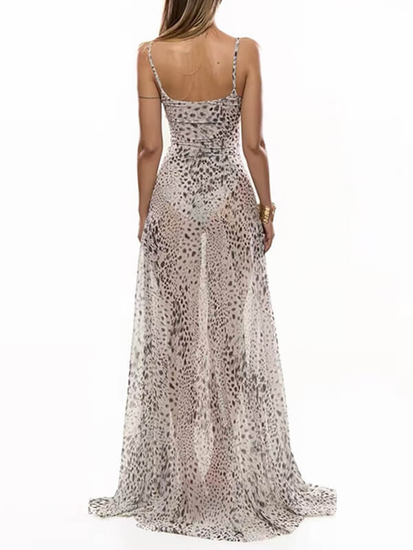 Leopard Print Flowing Maxi Dress