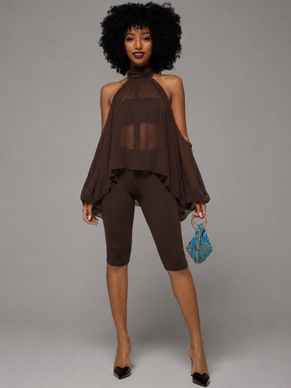 Cold Shoulder Draped Lounge Set