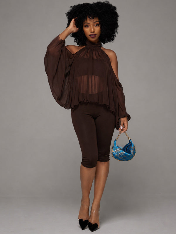 Cold Shoulder Draped Lounge Set