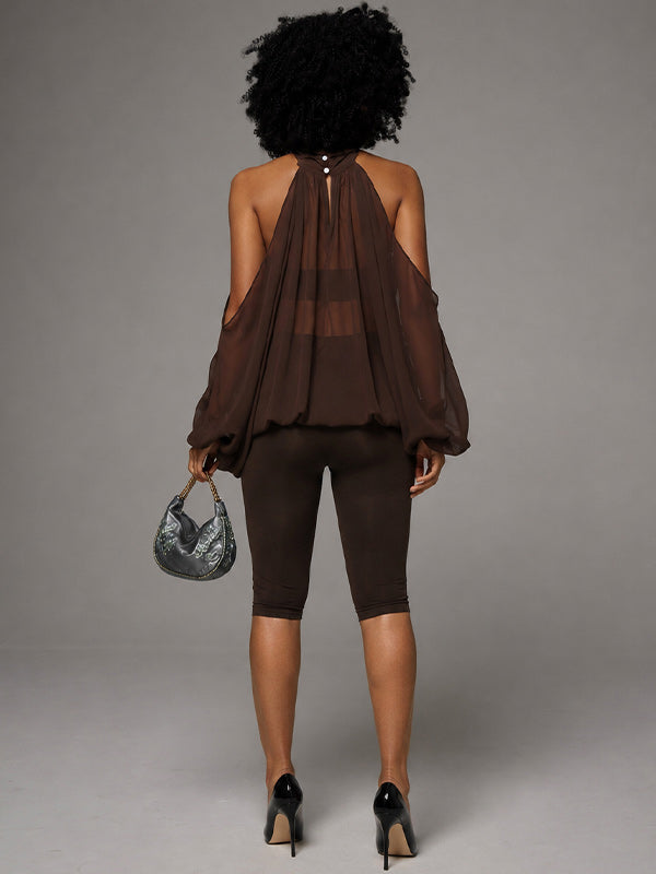 Cold Shoulder Draped Lounge Set