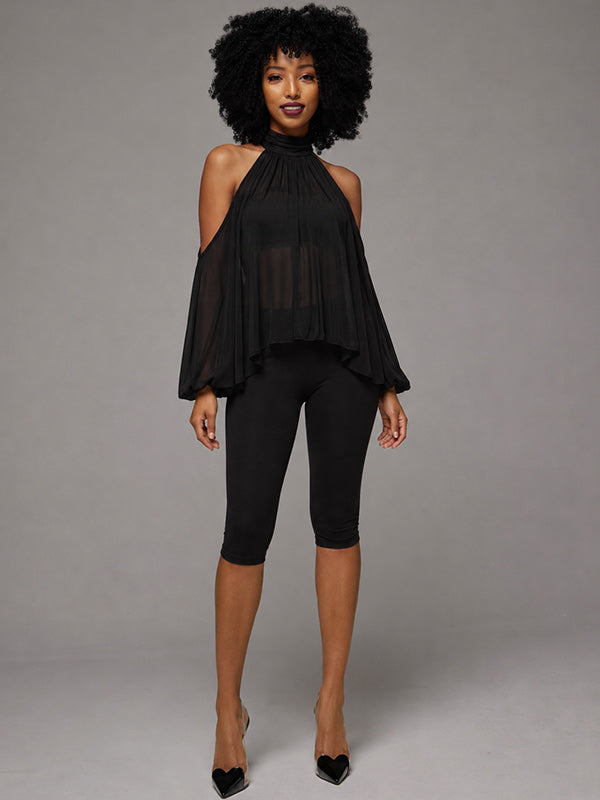Cold Shoulder Draped Lounge Set
