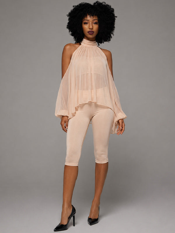 Cold Shoulder Draped Lounge Set