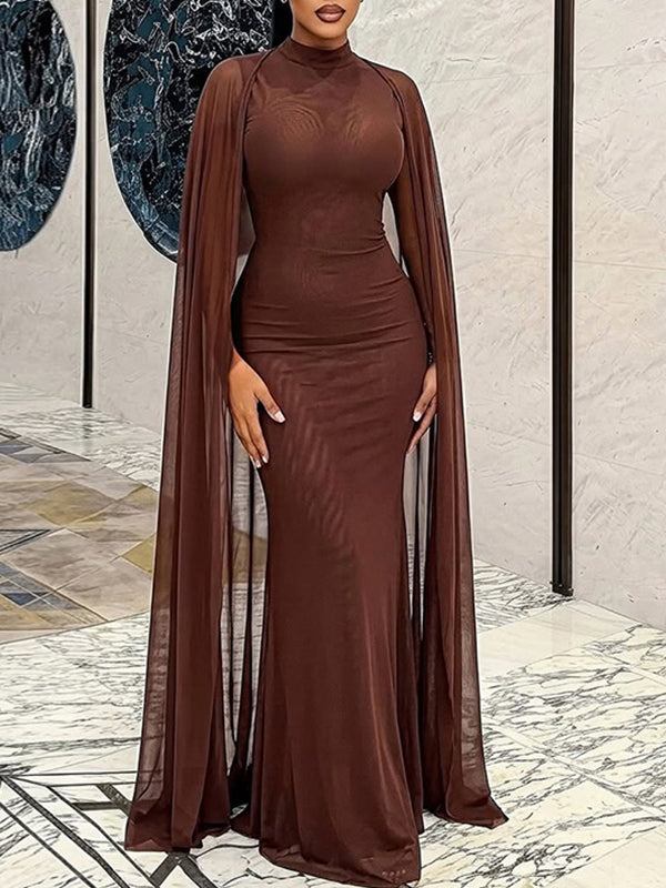 Solid Draped Maxi Dress