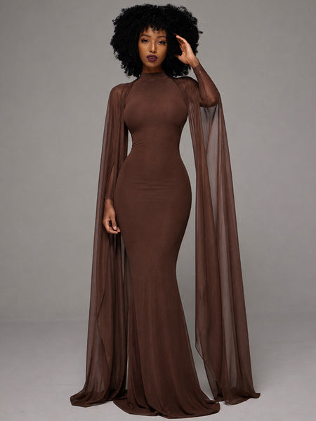 Solid Draped Maxi Dress