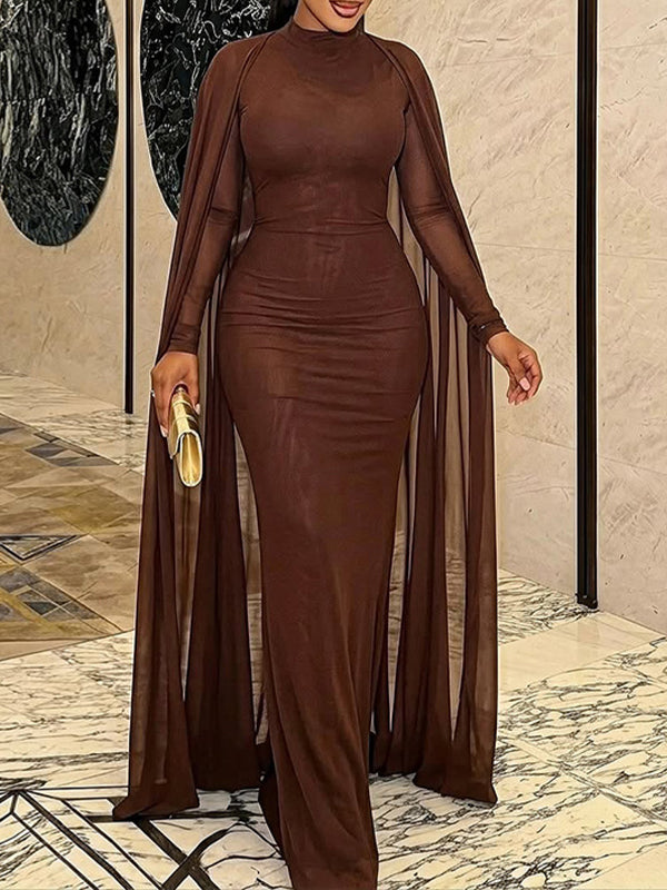 Solid Draped Maxi Dress