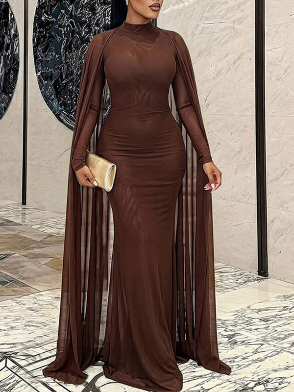 Solid Draped Maxi Dress