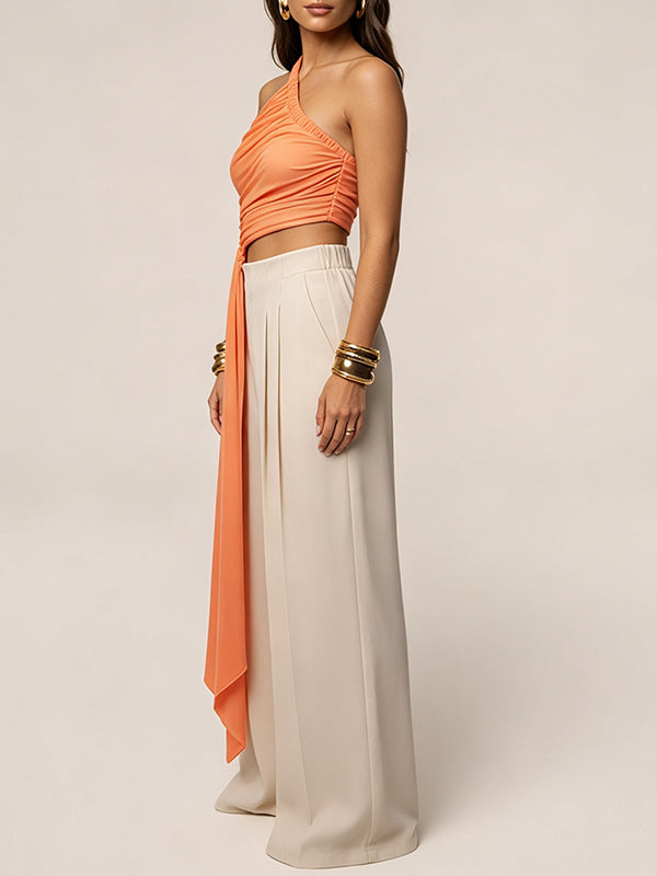 One-Shoulder Draped Ruched Top