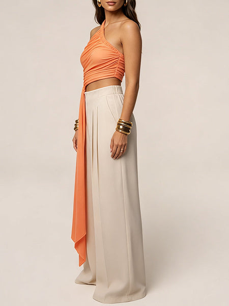 One-Shoulder Draped Ruched Top
