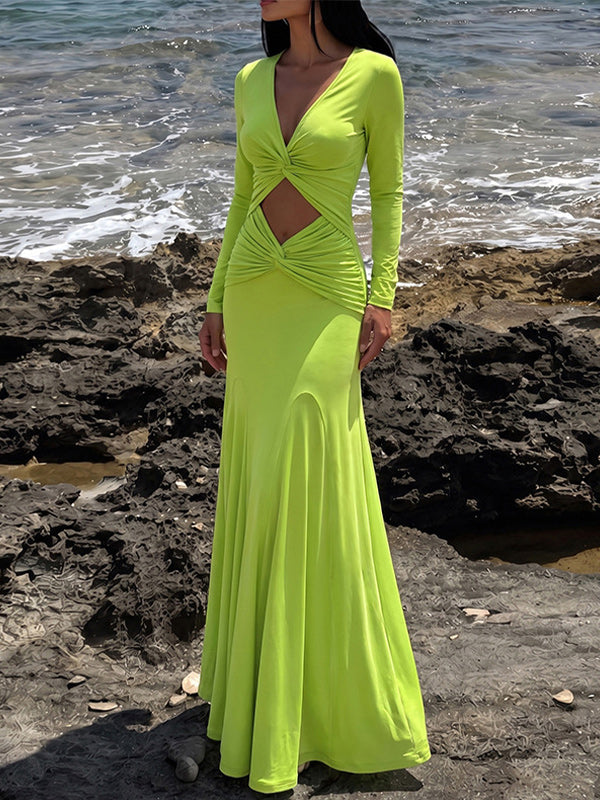 V-Neck Cutout Maxi Dress