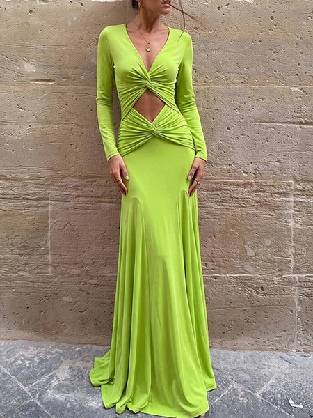 V-Neck Cutout Maxi Dress