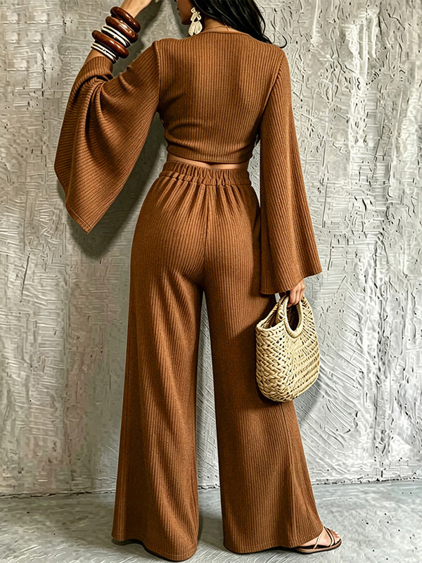V-Neck Twisted Top & Pants Set