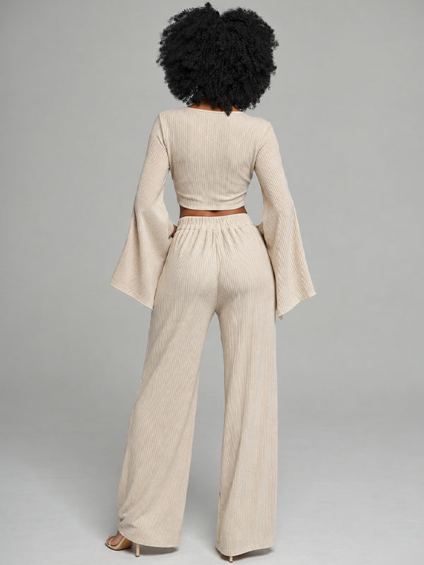 V-Neck Twisted Top & Pants Set