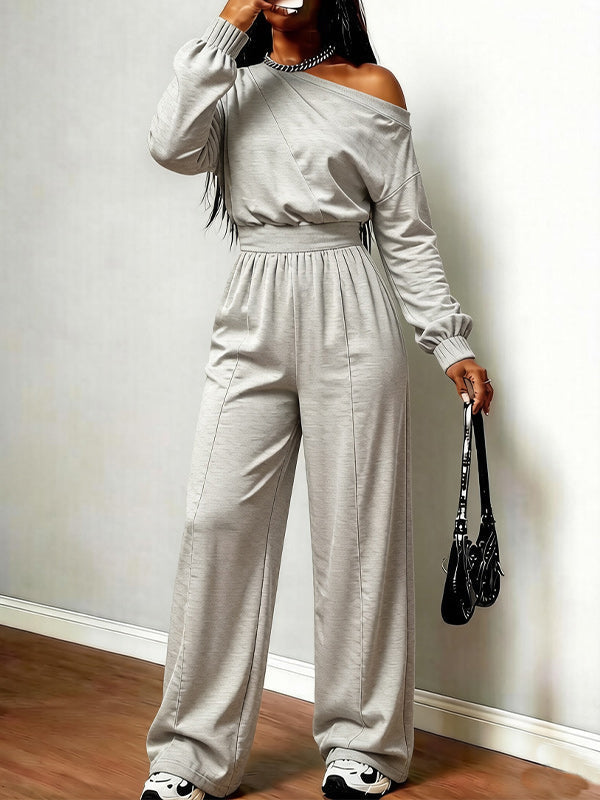 Boat-Neck Sweatshirt & Pants Set