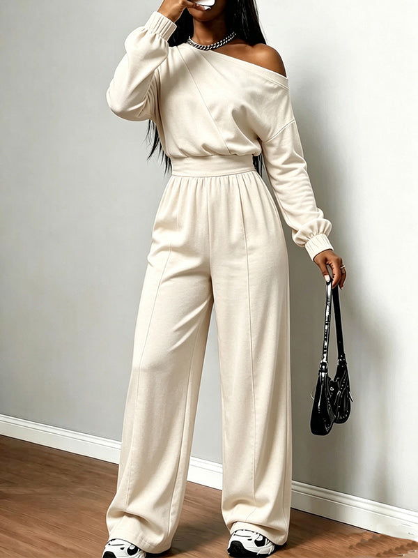 Boat-Neck Sweatshirt & Pants Set