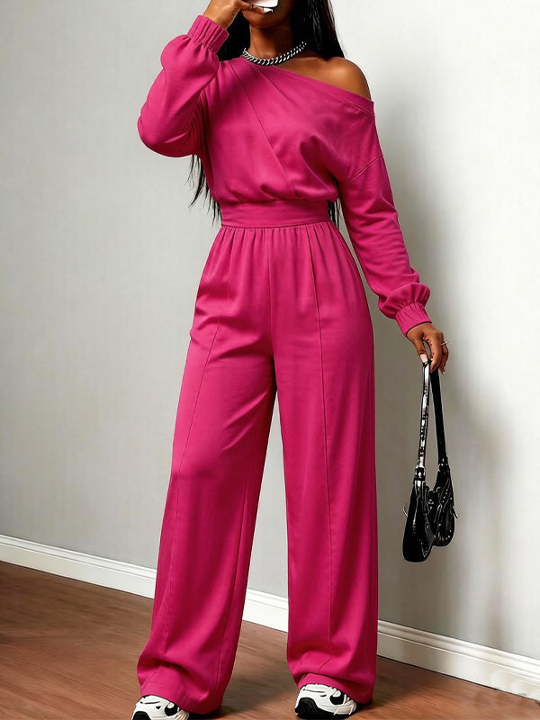 Boat-Neck Sweatshirt & Pants Set