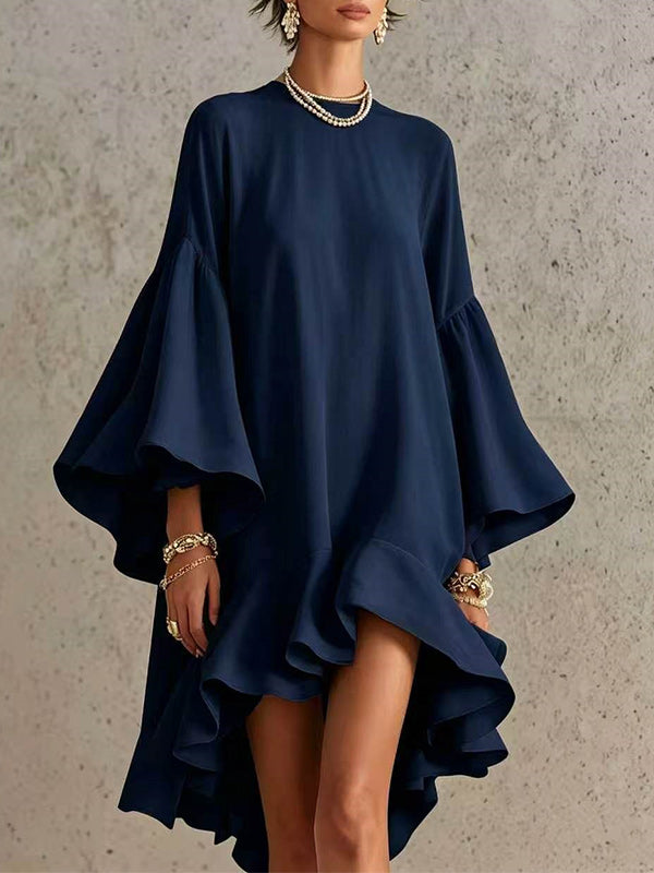 Bell-Sleeve Ruffle Dress