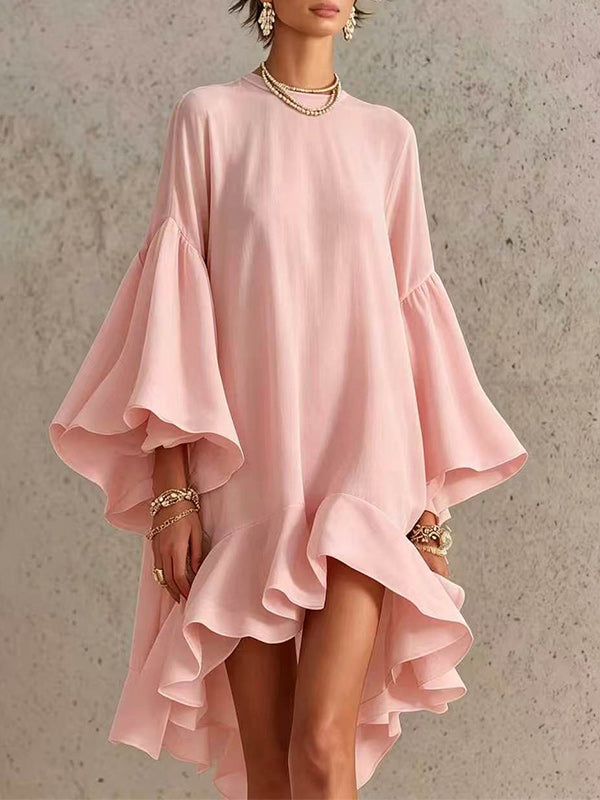 Bell-Sleeve Ruffle Dress