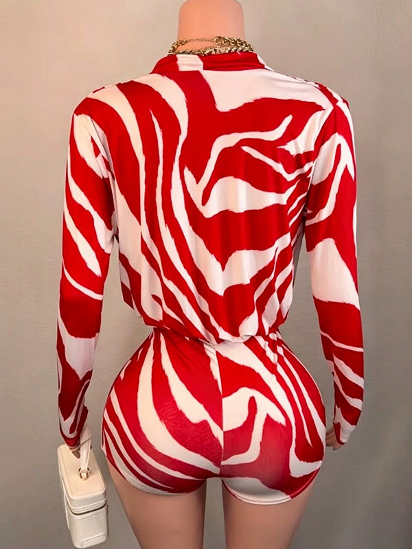 Printed Cowl-Neck Romper