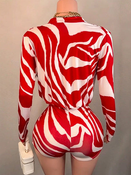 Printed Cowl-Neck Romper