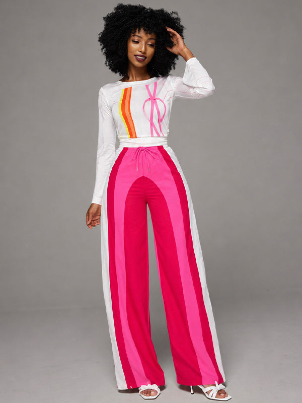 Colorblock Wide-Leg Pants