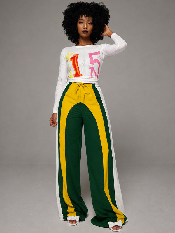 Colorblock Wide-Leg Pants