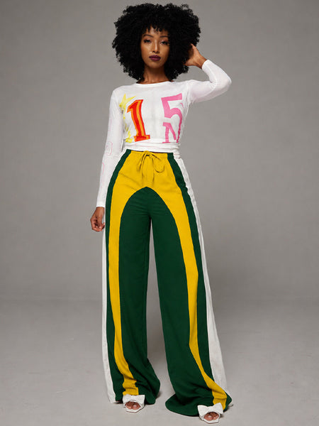 Colorblock Wide-Leg Pants