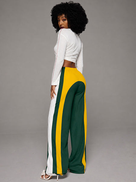 Colorblock Wide-Leg Pants