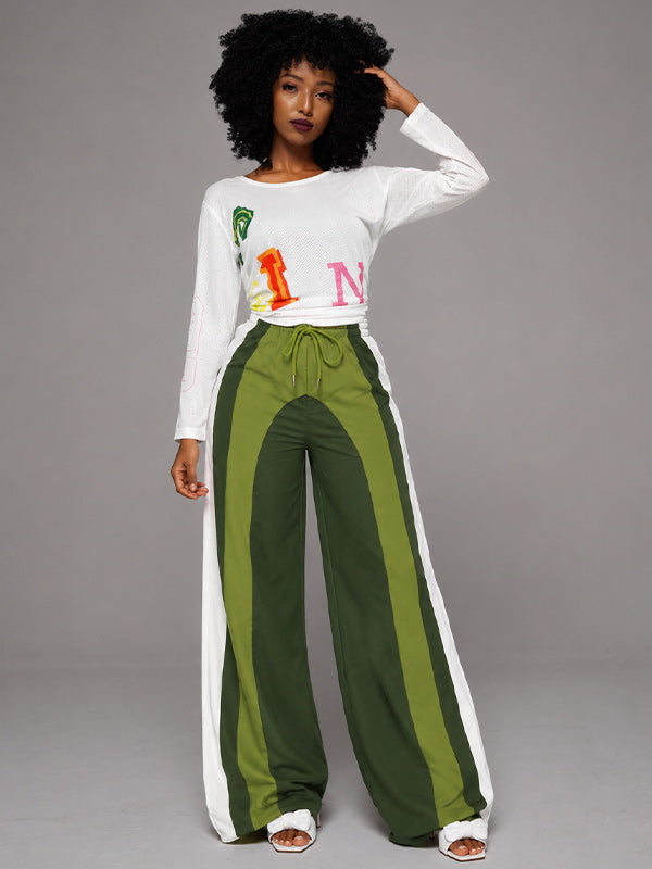 Colorblock Wide-Leg Pants