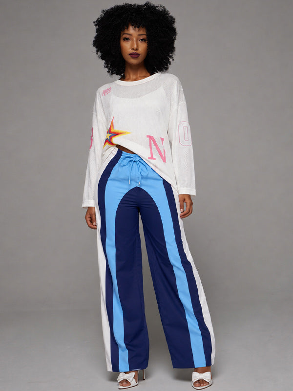 Colorblock Wide-Leg Pants