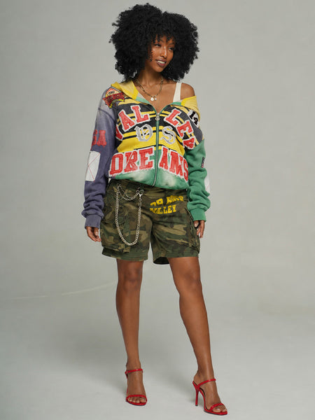 Printed Zip-Front Hoodie