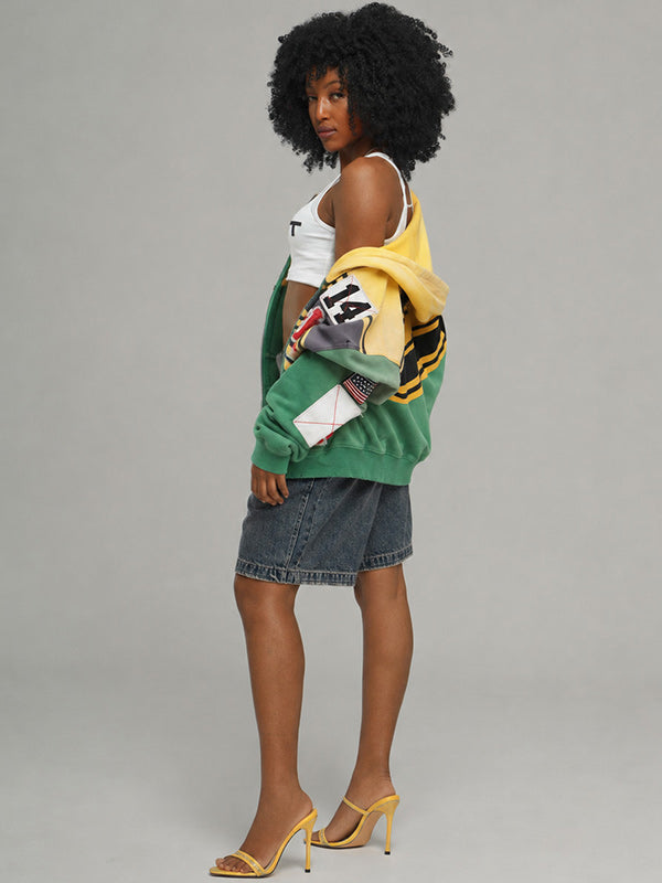 Printed Zip-Front Hoodie