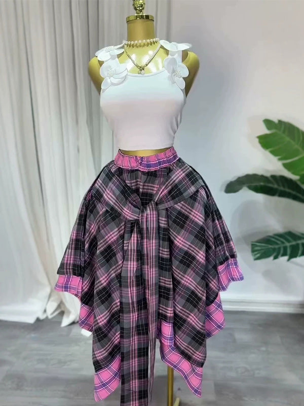 Plaid Tied Skirt