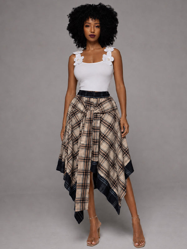 Plaid Tied Skirt