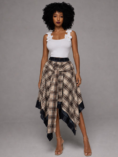 Plaid Tied Skirt