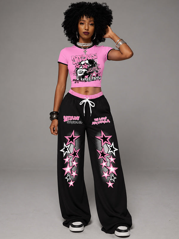 Printed Tee & Pants Set