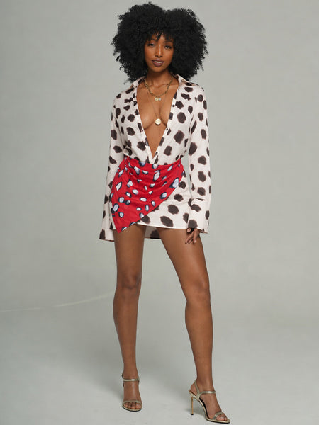 Dot Combo Shirt Dress