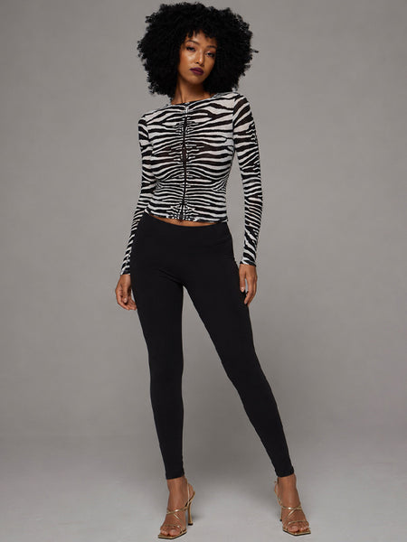 Zebra-Print Sheer Tee
