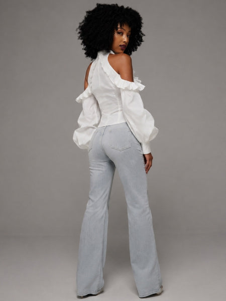 Cold-Shoulder Ruffle Shirt