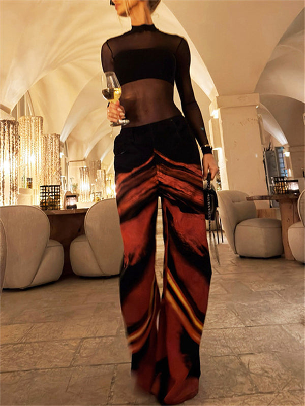 Printed Wide-Leg Pants