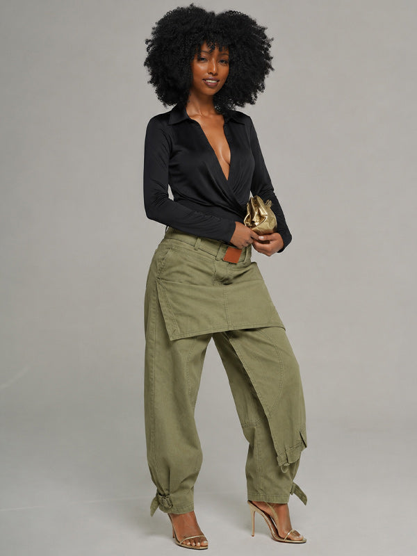 Double-Waist Cargo Jeans
