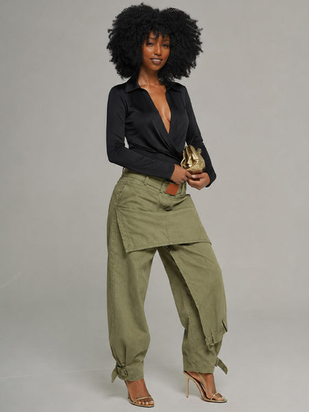 Double-Waist Cargo Jeans