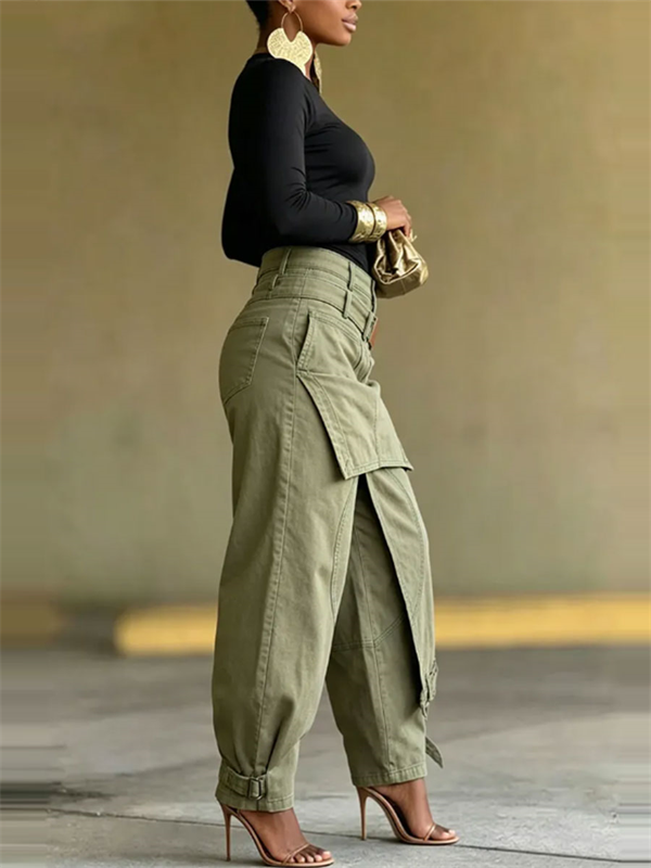 Double-Waist Cargo Jeans
