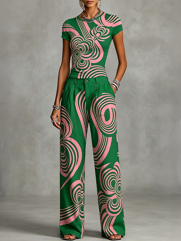 Printed Tee & Pants Set